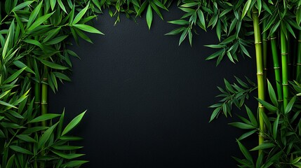 Bamboo frame on dark background, nature design