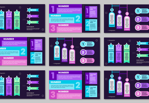 Modern Gradient Numbered Infographic Presentation Template Set
