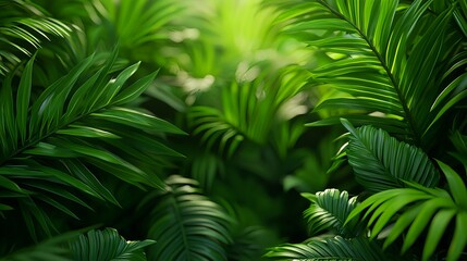 Lush Green Tropical Foliage Background