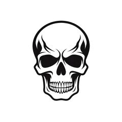 Black skull illustration on white background