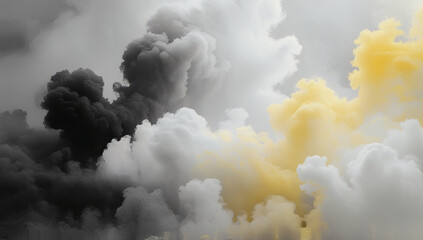 blend of soft, diffused black, white, and yellow hues smoke