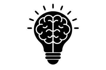 Unique Brain-Shaped Light Bulb Silhouette Icon for Creative Projects