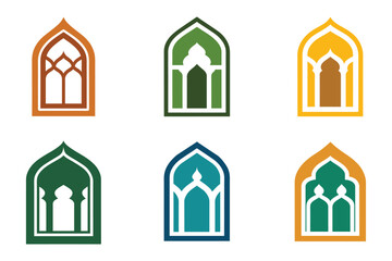 Obraz premium A set of traditional Islamic windows vector illustration