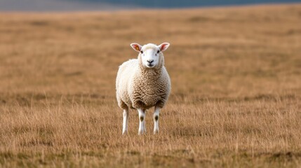 Obraz premium Sheep in a golden field, serene countryside scene, perfect for nature photography