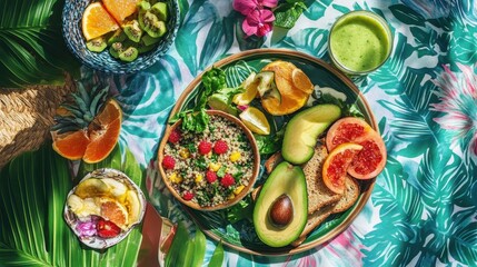 Fototapeta premium Colorful Vegetarian Picnic with Quinoa Salad