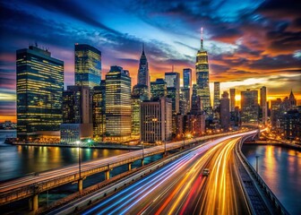 Fototapeta premium Stunning Long Exposure Night Photography of New York City Skyline