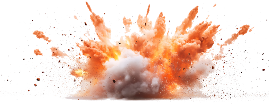 Big fire explosion with isolated smoke on white background PNG.AI GENERATED