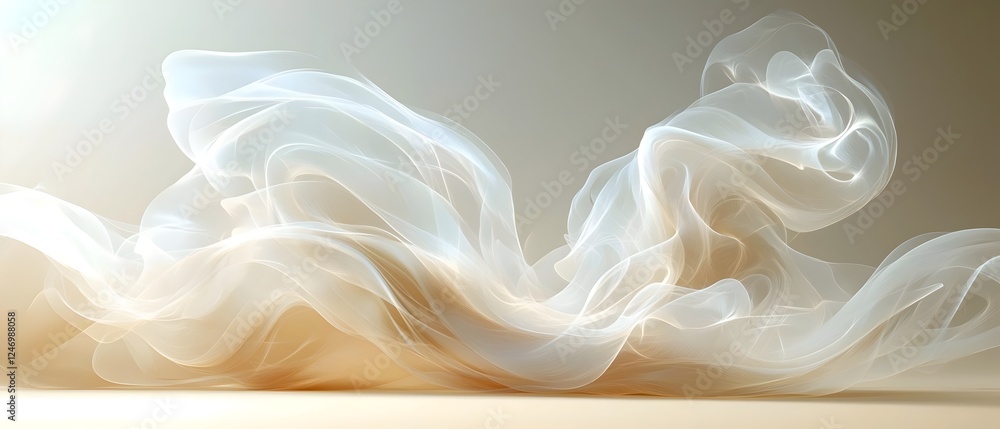 Aufkleber a captivating display of ethereal, flowing fabric in soft beige and white tones, creating a serene a