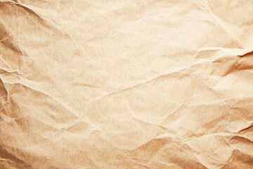 Fototapeta premium Crumpled Brown Paper Texture Background - A close-up view of crumpled brown paper, showcasing its texture and natural creases, ideal for backgrounds or artistic projects.