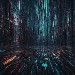 A cybernetic dreamscape of shifting, glitchy pixel patterns.