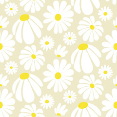 Obraz premium White daisies seamless pattern