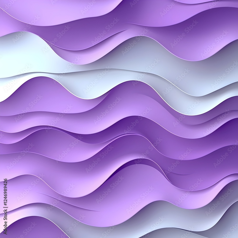 Poster a vibrant abstract design featuring flowing waves in shades of purple and lavender, creating a sooth