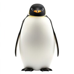 Cute Penguin Standing Against Ocean Theme Background in Clipart Style