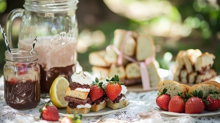 Picnic with Mini Sandwiches and Lemonade