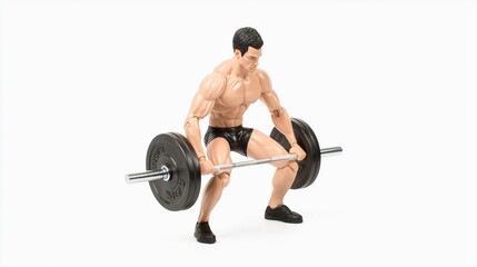 Realistic Figurine of a Man Performing Squats with Barbell