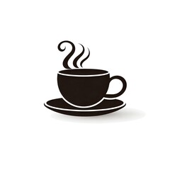 Obraz premium Black coffee cup with steam on white background