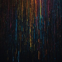 A digital rain of symbols and colors cascading through an abstract void.