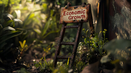  A broken ladder labeled Economic Growth