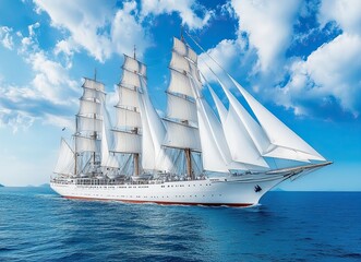 An old ship drifting in the sea. This digital oil painting offers a fine art landscape