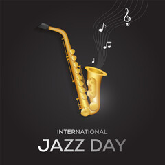 saxophone gold with black classic background for international jazz day banner