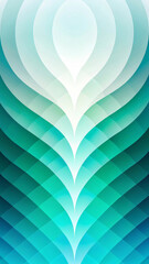 Obraz premium The overlapping, layered shapes create a soothing pattern that changes from dark green at the bottom to light blue at the top. The symmetrical design evokes a sense of movement and depth.AI