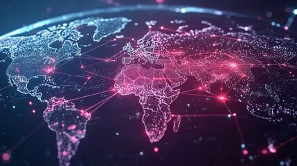 World map, network connectivity, data exchange and telecommunication