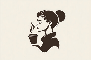 A stylish vector illustration of a woman enjoying takeaway coffee.
