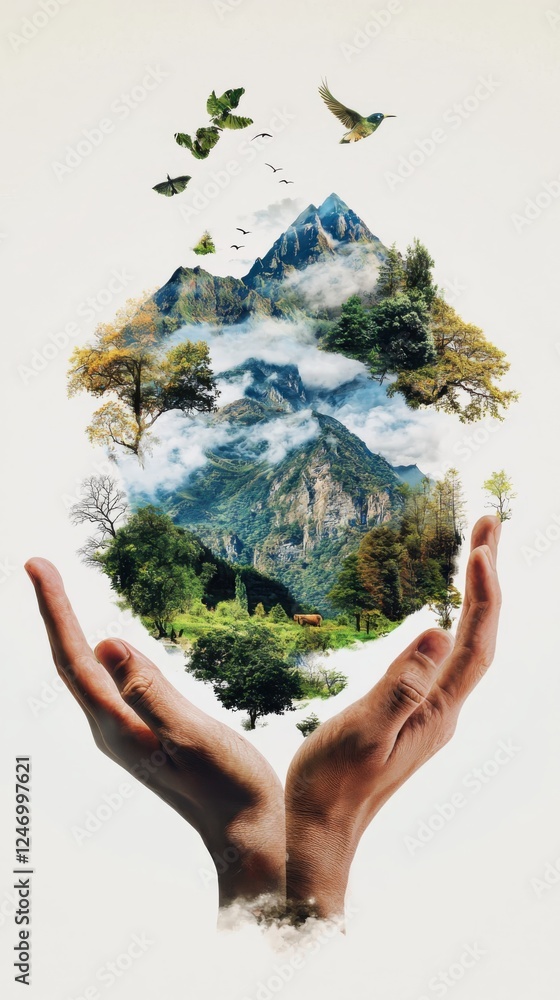Poster local communities engaging in environmental conservation various locations dynamic image nature comm