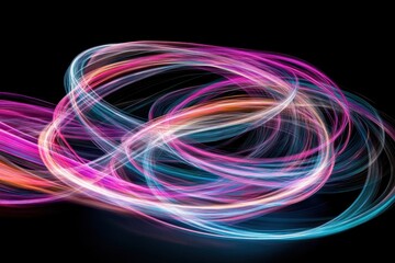 Abstract light painting swirl with vibrant neon colors