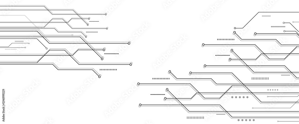 Leinwandbilder vectors white abstract geometric dots and lines connection circuit concept. hi tech digital connect,