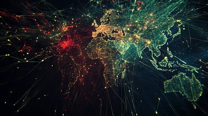 World map, network connectivity, data exchange and telecommunication