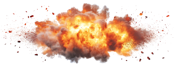 Big fire explosion with isolated smoke on white background PNG.AI GENERATED