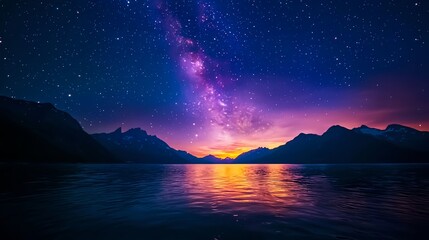 Majestic Milky Way Galaxy Over Serene