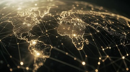 World map, network connectivity, data exchange and telecommunication