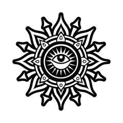 Ancient sun icon in glyph style