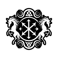 Horse tattoo icon in solid style