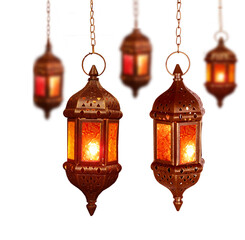 Arabic Ramadan Lanterns isolated .Decoration lamps cut out
