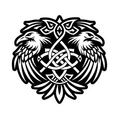 A glyph style icon of raven tattoo symbol