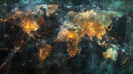World map, network connectivity, data exchange and telecommunication
