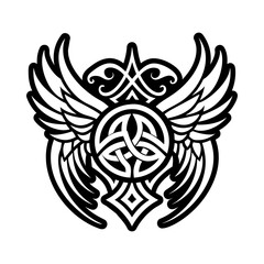 A solid style icon of wings tattoo symbol