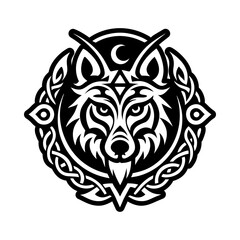 Wolf moon tattoo icon in filled style