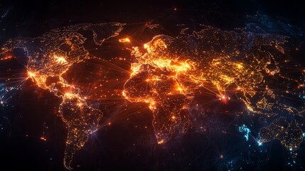 World map, network connectivity, data exchange and telecommunication
