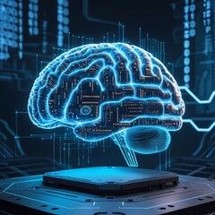 Fototapeta premium brain and computer