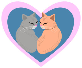 Illustration of Loving Cats in Heart Shape  sticker