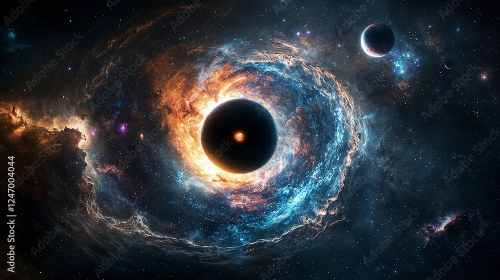 Poster cosmic phenomena black hole gateway space digital art outer space wide angle theories of time travel