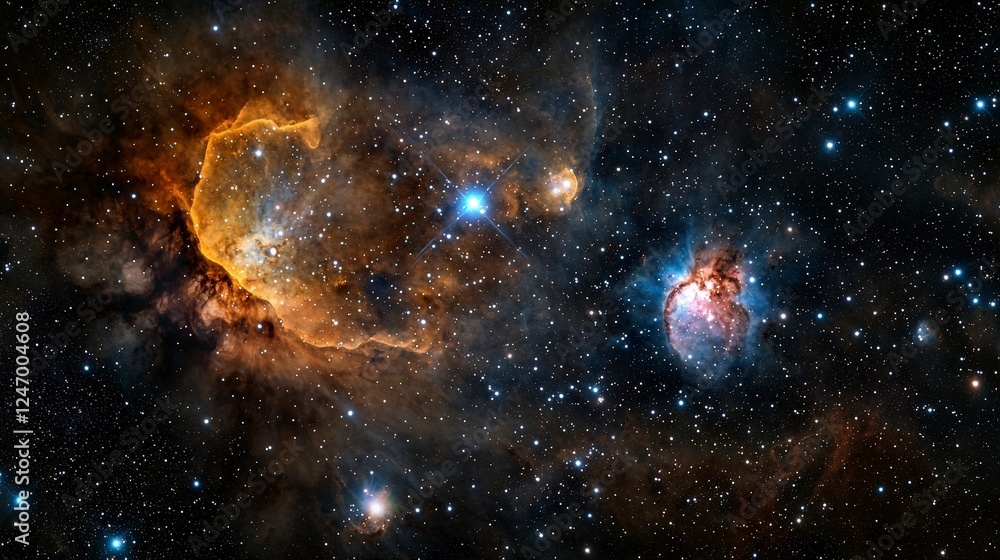 Poster Pulsating patterns of breathing galaxies outer space digital art cosmic environment wide-angle view stellar phenomena
