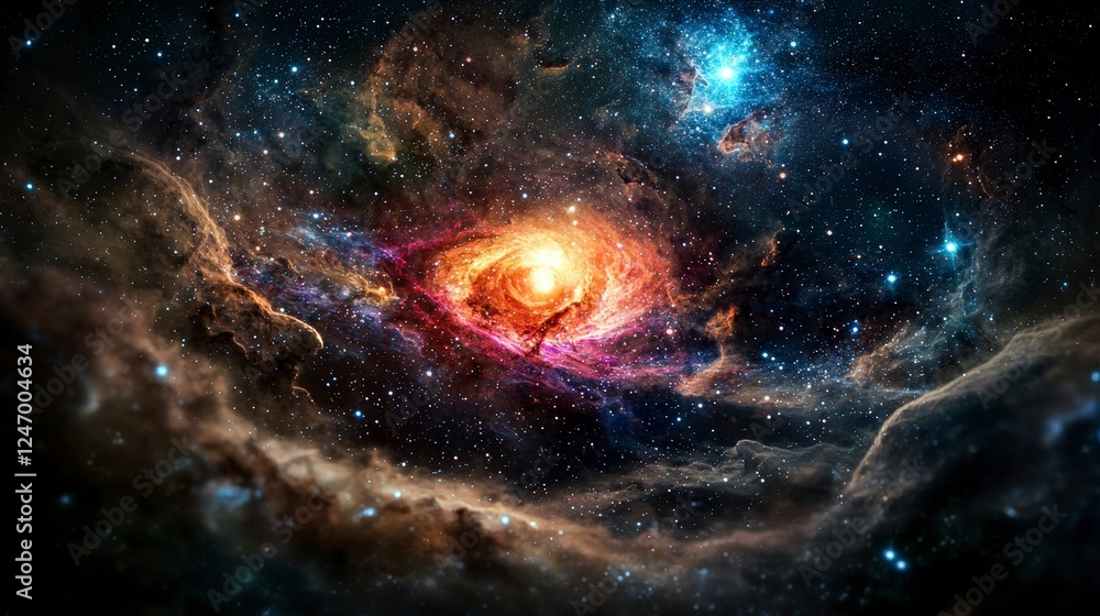 Poster Pulsating patterns of breathing galaxies cosmic canvas digital art vast universe celestial view interstellar beauty