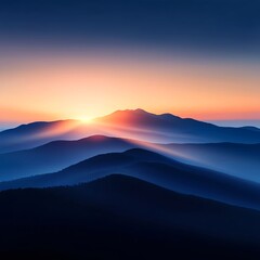 Obraz premium Majestic Sunset Over Silhouetted Mountains