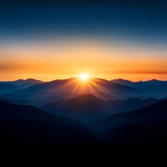 Fototapeta premium Majestic Sunset Over Silhouetted Mountain Ranges