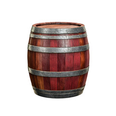Obraz premium Vintage Wooden Wine Barrel on Transparent Background